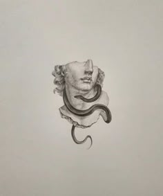 a drawing of a man's head with a snake around his neck