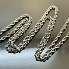 Made in sterling silver tested Silver Rope Chain Necklace For Formal Occasions, Formal Silver Rope Chain Necklace, Silver Chain Link Jewelry With Rope Chain, Silver Rope Chain Link Jewelry, Silver Metal Rope Chain Jewelry, Silver Jewelry With Rope Chain Link, Silver Rope Chain Jewelry, Nickel-free Silver Link Chain Necklace, Silver Link Chain Necklace Nickel Free