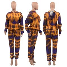 Gradual Change Tie Dye Print Long Sleeve Hoodie Pants Tracksuit Casual Hooded Jumpsuits For Fall, Hoodie Pants, Tie Dye Print, 1 Million, Long Sleeve Hoodie, Tie Dye, Shop Now, Dye, Long Sleeve