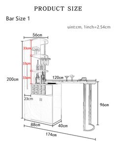 the product is shown with measurements for the table and stools in front of it