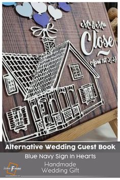 an alternative wedding guest book for the blue navy sign in hearts handmade wedding gift