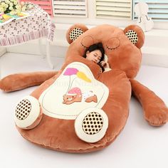 Cartoon cute animal bear child bed lazy couch tatami doll bed seat sleeping pad removable and Bear Sleeping Bags, Bed Seat, Lazy Couch, Child Bed, Giant Plush, Creative Flooring, Animal Bear, Doll Beds, Lazy Sofa