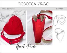 the heart purse is designed to look like it's made out of red fabric