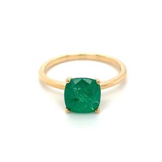 Cushion shape emerald gemstone beautifully crafted in a 10K yellow gold ring. With a vibrant green color hue. The birthstone for May is a symbol of renewed spring growth. Explore a vast range of precious stone Jewelry in our store. Centre stone is a cushion shape emerald with 1.93 carat weight & measurement - 7.59X7.37X5.28 mm. Ring size is US7. Yellow Gold Engagement Ring Solitaire, Gold Engagement Ring Solitaire, Smaragd Ring, Emerald Ring Vintage, Weight Measurement, Engagement Ring Solitaire, Bespoke Jewellery, Emerald Gemstone, Green Gemstones