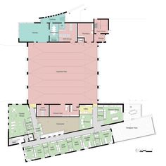 the floor plan for an office building with two floors and three levels, including a second level