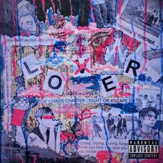 a collage of pictures and words with the word lover written on them in pink, blue