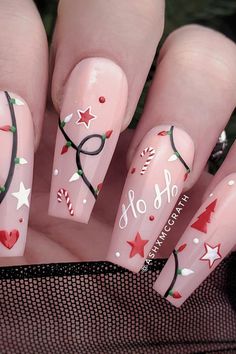 Christmas Nail Art, Nail Arts, Artificial Nails, Nail Accessories, Candy Canes, Holiday Nails