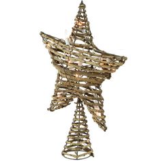 Brown rattan star Christmas tree topper with clear lights. UL certified and approved for indoor use only. 24 inches white lead cord; double sided design Twig Stars, Star Christmas Tree Topper, Star Christmas Tree, Outfit Wedding Guest, Star Christmas, Christmas Central, Christmas Tree Topper, Tree Tops, Tree Topper