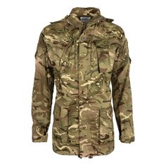 a camo jacket with hood and pockets on the chest, it is also available for men