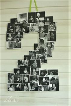 a number made out of photos hanging on the wall