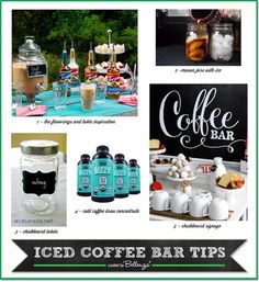 an advertisement for iced coffee bar tips with pictures of different types of drinks and desserts