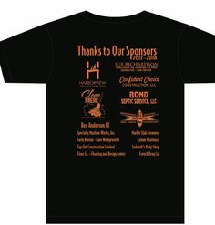 a black t - shirt with the words thanks to our sponsors