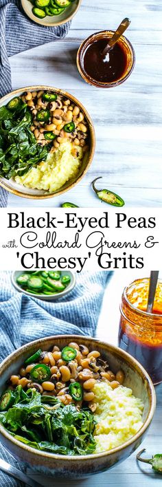 black - eyed peas and cheesy grits are an easy, healthy side dish