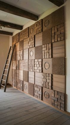 Looking for a unique accent wall? Try these DIY wooden accent wall ideas that transform any room with a modern, rustic touch. Mini Theatre, Unique Accent Wall, Executive Office Design, Wooden Accent Wall, Accent Wall Ideas, Cnc Ideas, Family Room Walls, Diy Accent Wall, Studio Wall