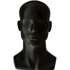 a black mannequin head on a white background