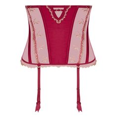 Waist cincher with garter belt LISE CHARMEL Éblouissante Icône Chantal Thomass, Embroidered Tulle, Dita Von Teese, Waist Cincher, Agent Provocateur, Red Silk, Silk Satin, Dark Red, Satin