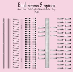 the book seams and springs are shown on a pink background