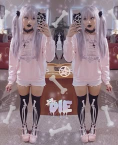 Cutesy Goth Outfits, Pastel Pink And Black Hair, Goth Pastel Outfits, Pastel Goth Outfits Aesthetic