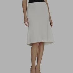 Nwot Unworn Modern Formal Skirt For Spring, White Asymmetrical Skirt For Formal Occasions, Formal White Asymmetrical Skirt, White Knee-length Bottoms For Formal Occasions, White Asymmetrical Skirt For Workwear, White Asymmetrical Skirt For Work, White Relaxed Skirt For Office, Satin Pencil Skirt, Black Ruffle Skirt