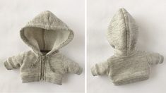 two pictures of a baby's sweater with hoodie on top and the bottom