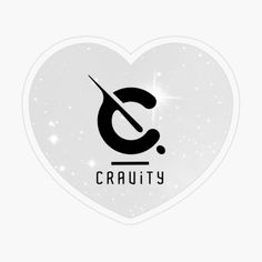 a heart shaped sticker with the word crauty written in black on it