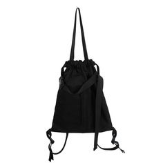 a black bag on a white background with the strap down to it's front pocket