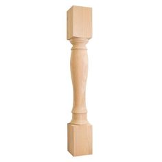 an unfinished wooden post on a white background