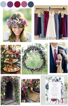 a collage of different wedding colors and details