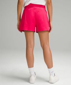 Take On The Day In These Crisp, Lightweight Shorts. With A High Rise And Relaxed Fit, Theyve Got You Covered For Work, Travel, And Beyond. Designed For Casual. Relaxed Fit Is Roomy Through Glutes And Thighs. Hand Pockets With Hidden Pocket For Small Items. Drawcord To Customize Fit. Side Slits At The Hem For Added Mobility. | Cinchable Waist High-Rise Woven Short 3.5" Lululemon Athletic Shorts With Elastic Waistband For Summer, Lululemon Athleisure Bottoms For Summer, Lululemon Relaxed Fit Athletic Shorts For Summer, Sporty Lululemon Summer Bottoms, Lululemon Sporty Summer Bottoms, Lululemon Summer Shorts, Lululemon Athletic Shorts With Elastic Waistband, Lululemon Relaxed Fit Shorts, Lululemon Pink Workout Bottoms