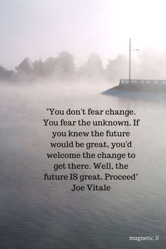 the quote you don't fear change, you fear the unknown if you knew the future would be great