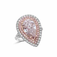 GIA 6.04ct Natural Light Pink Diamond Engagement Ring 18K Pear Elegant Pink Gia Certified Diamond Ring, Pink Diamond Engagement Ring 1stdibs, Pink Pear-shaped Diamond Ring With Halo Setting, Pink Pear-shaped Jewelry With Diamond Accents, Pink Diamond Sapphire Ring, Gia Certified