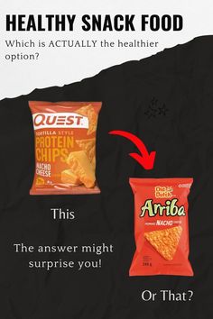 an advertisement for chips with the caption that reads, healthy snack food which is actually the healthier option?