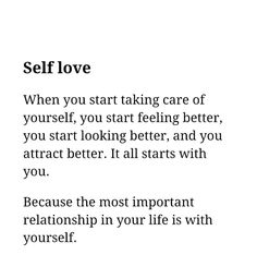 an image with the words self love written in black and white on top of it