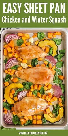 an easy sheet pan chicken and winter squash recipe