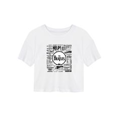 Keep your look in tune with this juniors' Beatles cropped short sleeve tee. Keep your look in tune with this juniors' Beatles cropped short sleeve tee. Crewneck Short sleevesFABRIC & CARE Cotton, polyester Machine wash Imported Size: X Large. Color: White. Gender: female. Age Group: kids. Pattern: Graphic. Material: Cotton Blend. Band Merch Cropped T-shirt With Letter Print, Graphic Material, Kids Pattern, Cropped Tee, Pattern Graphic, Crop Tee, The Beatles, Gender Female, Short Sleeve Tee