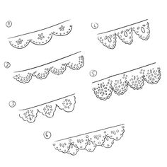 four different types of laces hanging from a line