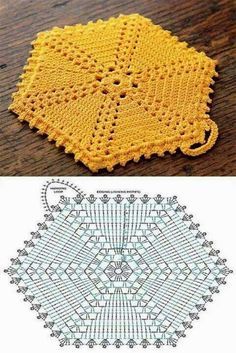 the knitting pattern for an umbrella is shown in yellow and white, with text that reads mo