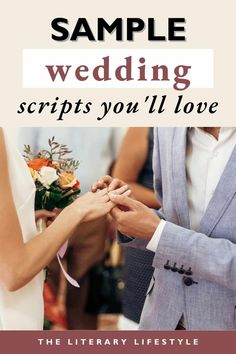 a man and woman holding hands with the words sample wedding scripts you'll love