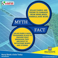 solar panels are shown with the words, myth and fact