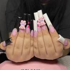 Pink Nails Y2k, Cute Duck Nails, Nails Y2k, French Pink, Drip Nails, Cute Acrylic Nail Designs, Y2k Nails, Dope Nail Designs, Really Cute Nails