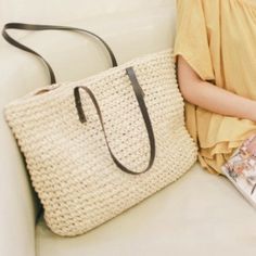 Ladies Straw Handbag Beach Bag Rattan Woven Shoulder Large Bag Tote Zip Retro The item is just for one straw bag only. Color: multicolr Size: Width 47cm/18.50in,Height 37cm/14.57in,Shoulder strap height 23cm/9.06in Material: straw Package includes: 1XHandbag SKU: 944-527 TY Crochet Bag Pattern Tote, Buy Bags, Straw Handbags, Color Cafe, Hermes Handbags, Women Bags Fashion, Large Bag, Large Tote, Free Bag