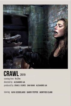 the poster for crawl shows a woman with her mouth open and an alligator in the background