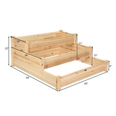 two wooden raised beds with measurements for each bed