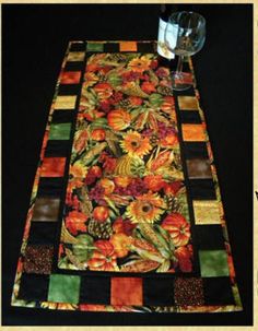 Harvest Tabletop Pattern HHQ-7370 (advanced beginner, table runner) Simple Tree Skirt, Long Closet, Blue Quilt Patterns, Quilted Table Runners Christmas, Holiday Dressing, Tree Skirt Pattern, Lap Quilt Patterns, Thanksgiving Table Runner, Patchwork Table Runner