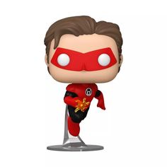 the flash pop vinyl figure is shown on a white background and it's wearing a red