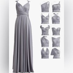 Grey Infinity Dress. Soft Silky Texture. Can Be Worn 72 Ways. Perfect For A Wedding. Very Comfortable And Versatile. Never Worn. Brand New With Tags Short Long Dresses, Convertible Bridesmaid Dress, Multi Way Dress, Kimono Maxi Dress, Womens Wedding Dresses, Infinity Dress, Formal Dresses For Weddings, Long Summer Dresses, Plus Size Maxi Dresses