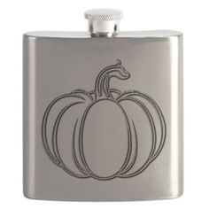 a stainless steel flask with a pumpkin on it