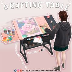 the girl is painting on an easel with her hands