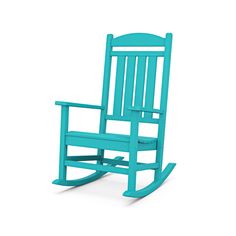 a blue rocking chair on a white background