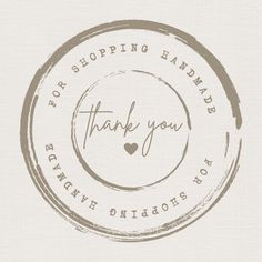 a stamp with the words thank you for shopping handmade written in cursive writing